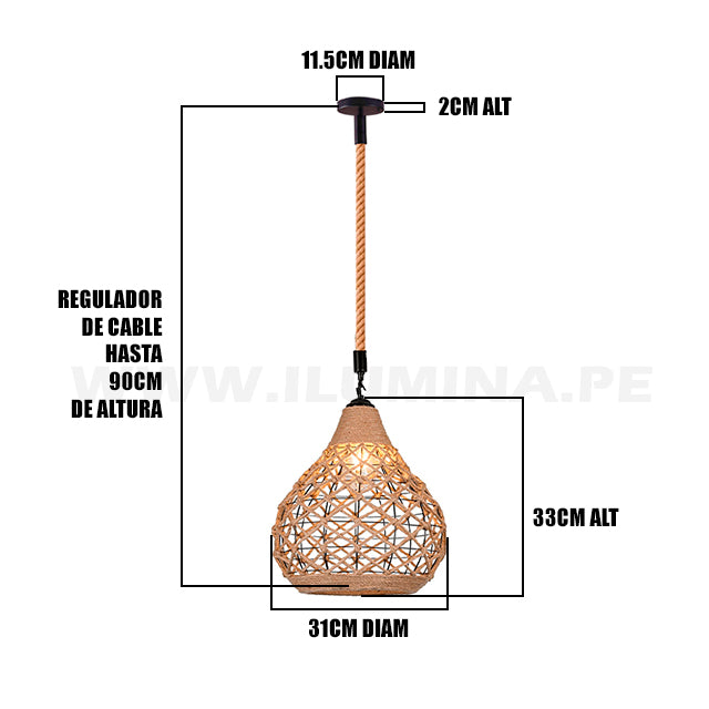 LÁMPARA COLGANTE ARTESANAL JADE LED ECOLAMPS