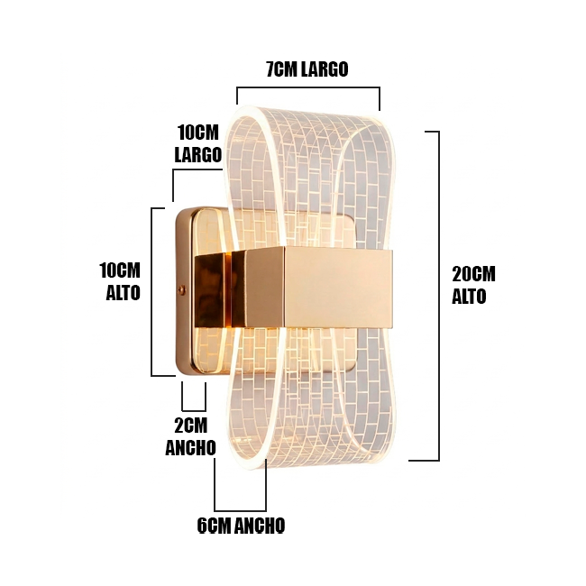 LÁMPARA DE PARED INTERIOR CUBIC GOLD LED TRICOLOR
