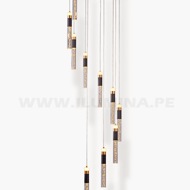 LÁMPARA COLGANTE PREMIUM ISLANDIA BLACK AND GOLD LED + CONTROL REMOTO