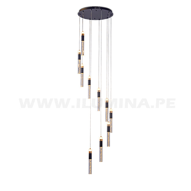 LÁMPARA COLGANTE PREMIUM ISLANDIA BLACK AND GOLD LED + CONTROL REMOTO