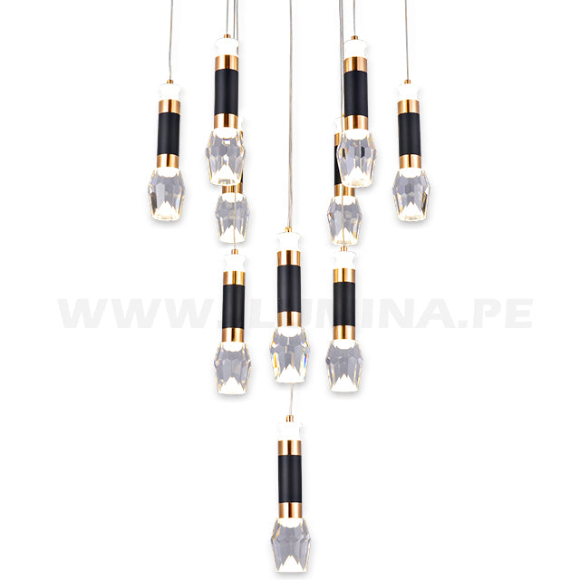 LÁMPARA COLGANTE PREMIUM GRECIA BLACK AND GOLD LED + CONTROL REMOTO