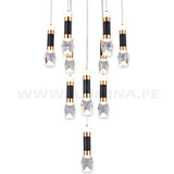 LÁMPARA COLGANTE PREMIUM GRECIA BLACK AND GOLD LED + CONTROL REMOTO