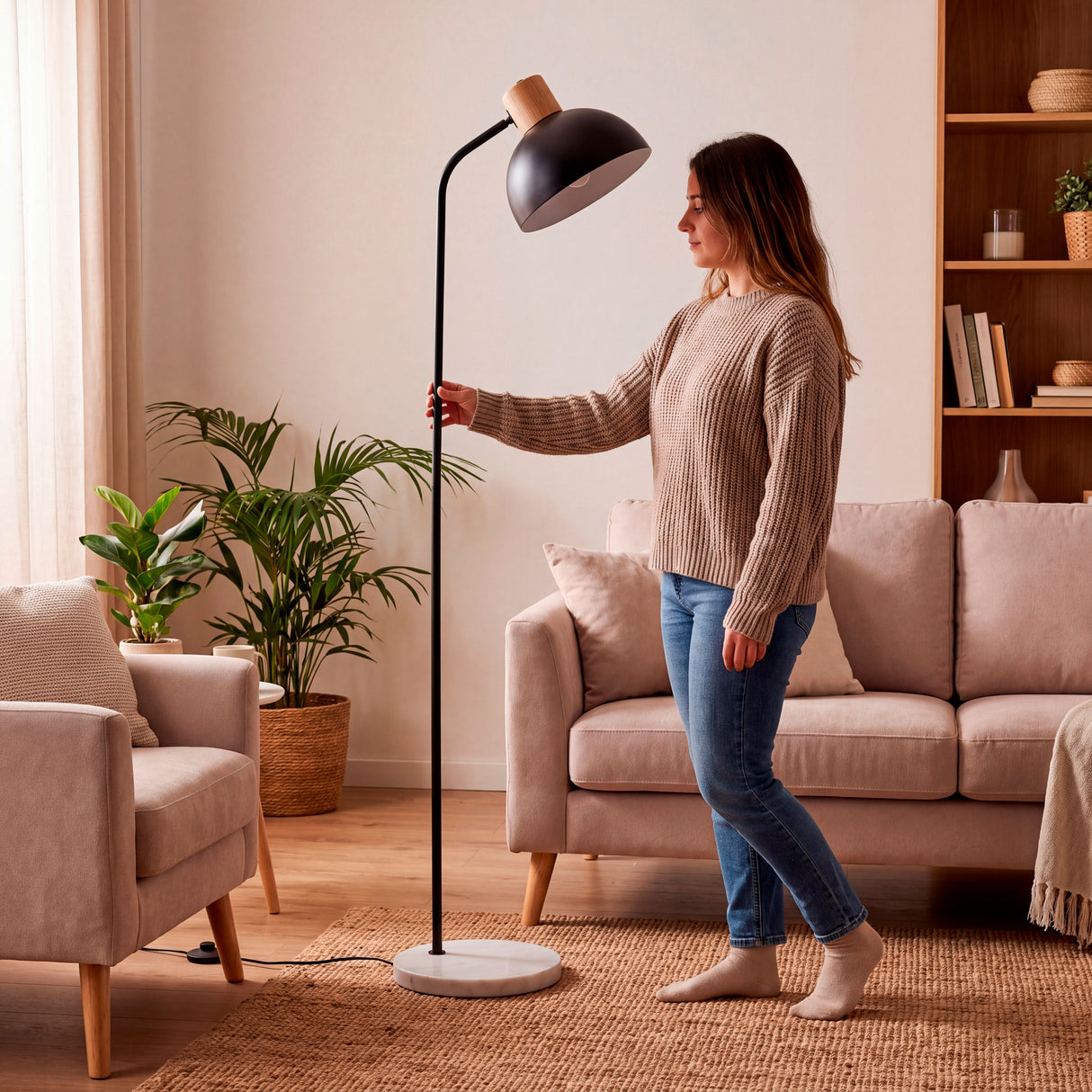 Manipulación ergonómica de la pantalla orientable para adaptar la dirección de la luz técnica.
