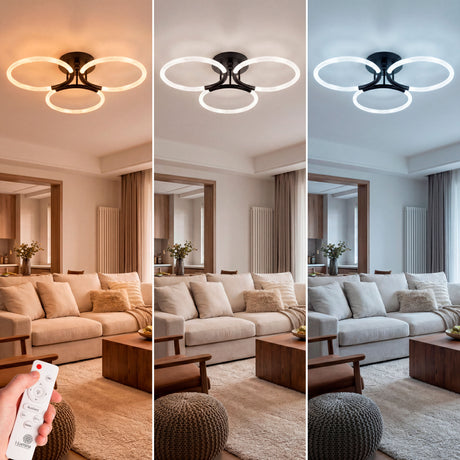 Comparativa de luz cálida, neutra y fría regulable mediante sistema de control inalámbrico.