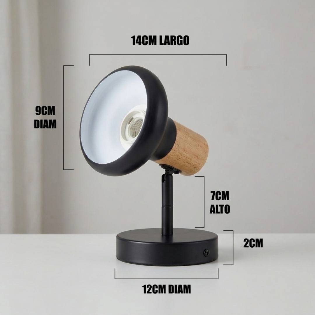 Dimensiones del aplique ALMA BAR: largo 14 cm y domo de 9 cm