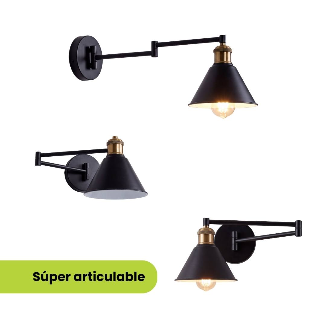 Posiciones del brazo doble articulable del aplique ELSA: plegado y extendido