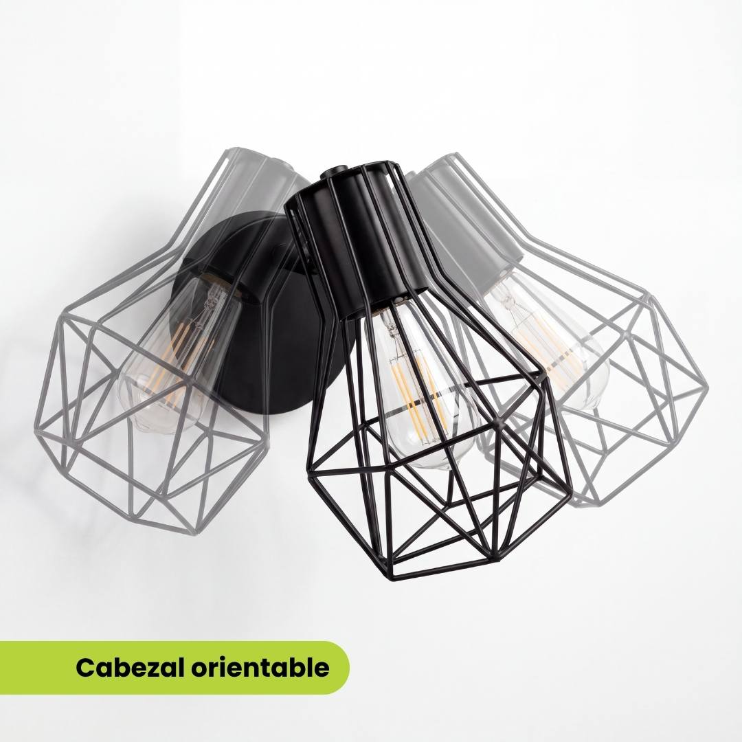 Aplique de pared con cabezal orientable PRISMA mostrando diferentes ángulos