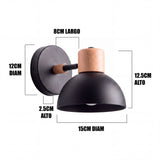 Dimensiones del aplique de pared ALMA: campana de 15 cm y 12.5 cm de alto