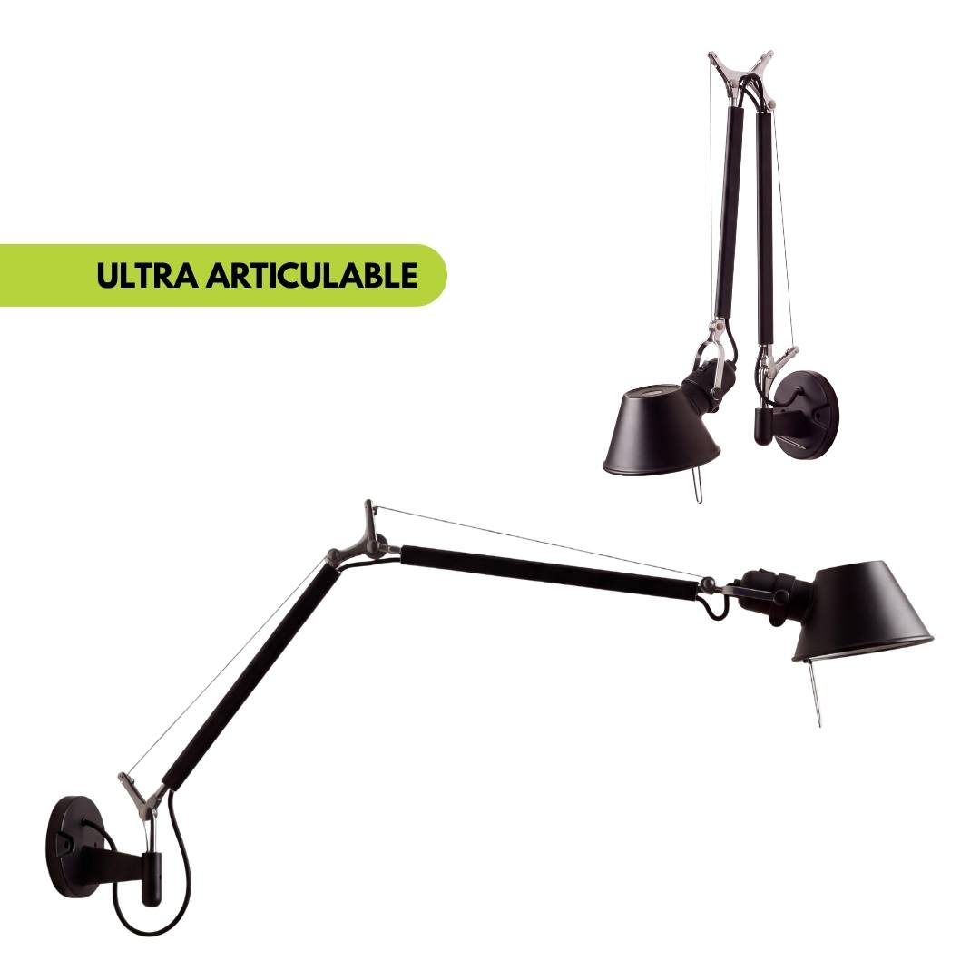 Aplique de pared con brazo articulado que se estira y se pliega