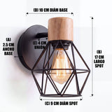 Dimensiones del aplique DIAMANTE negro: base 10 cm y spot de 17 cm
