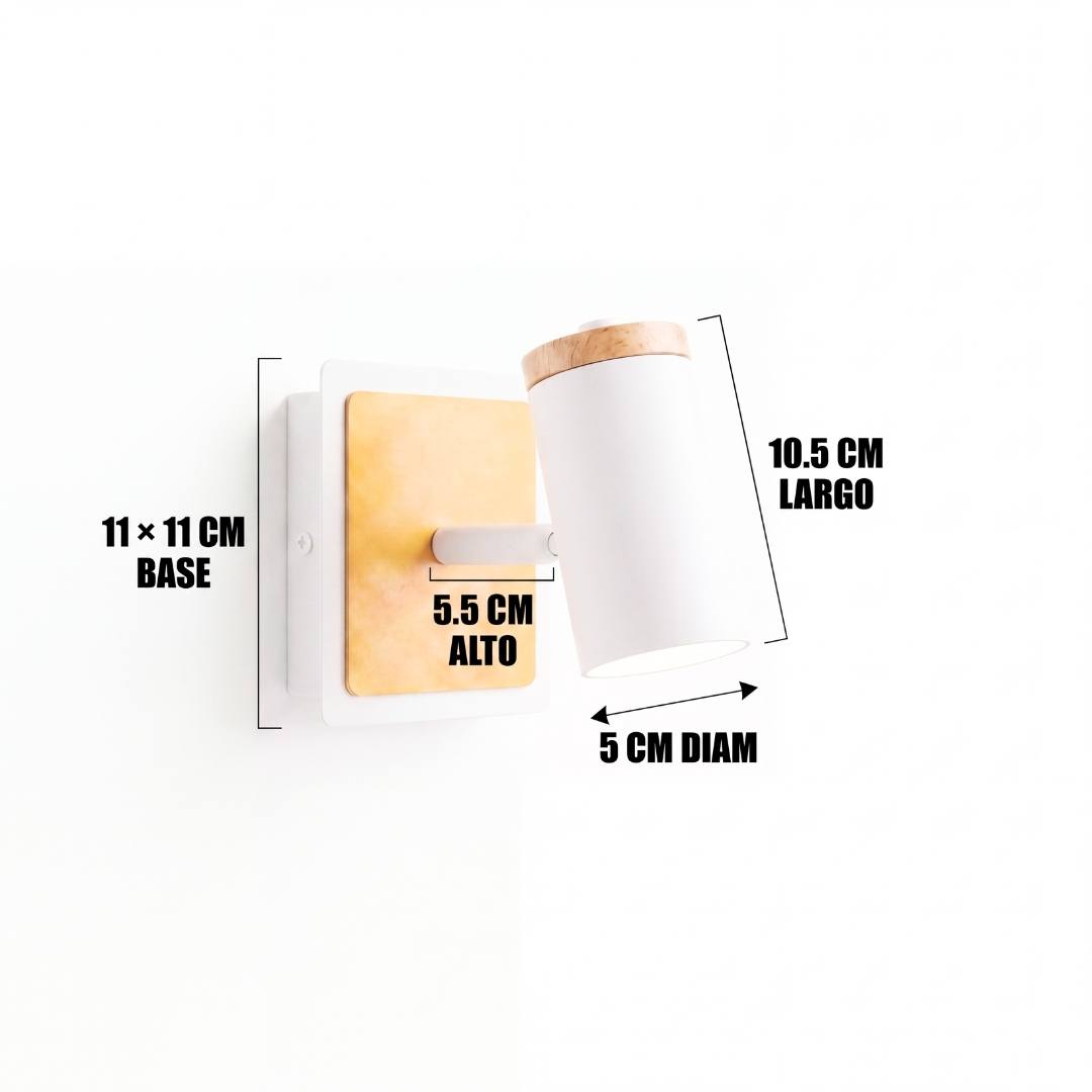 Dimensiones del aplique ESTELA blanco: base 11x11 cm y cuerpo de 10.5 cm