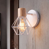 Aplique de pared DIAMANTE con jaula blanca y foco Edison encendido