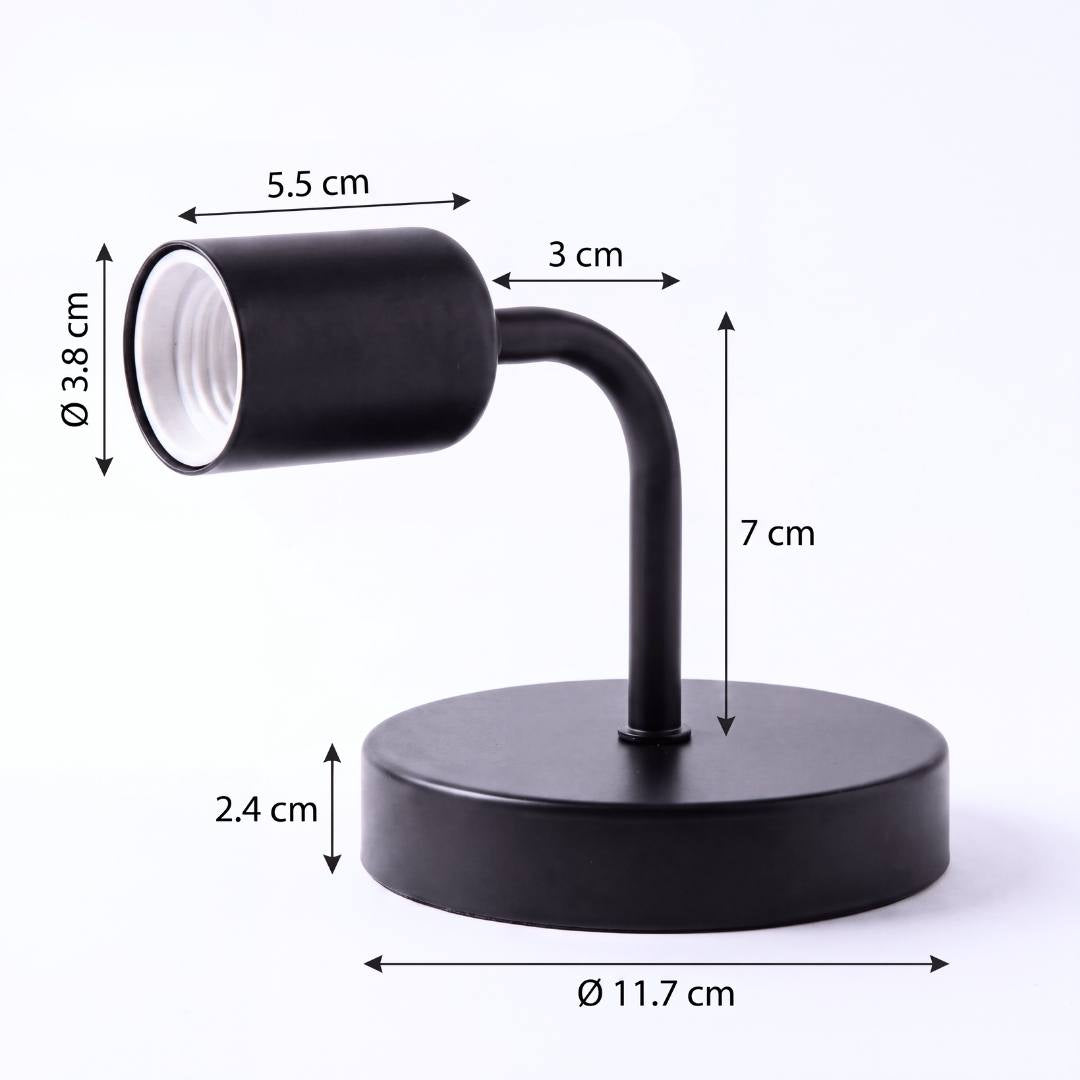 Dimensiones del aplique de pared Mia Black: base de 11.7 cm y socket E27