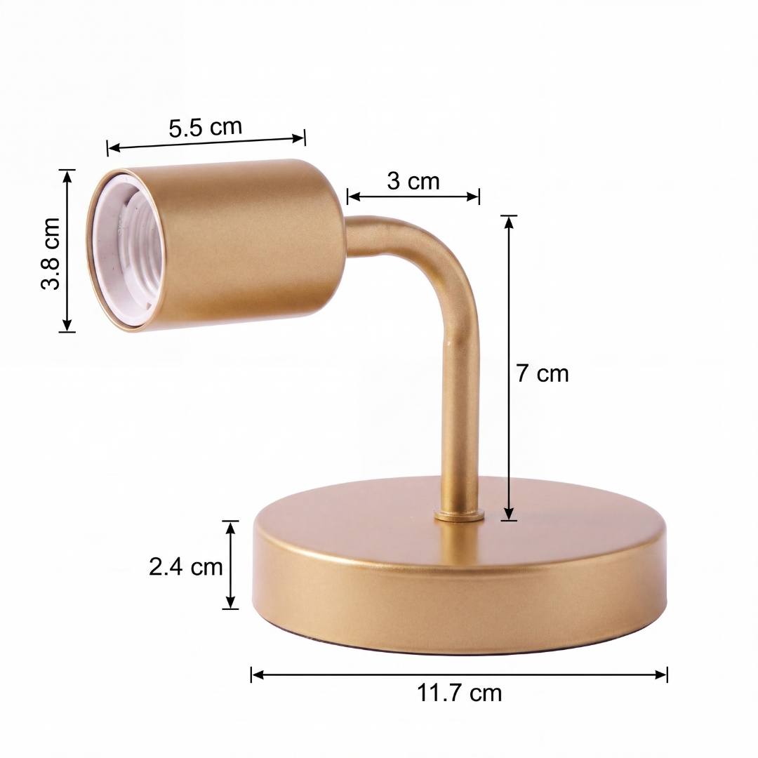 Dimensiones del aplique de pared Mia Gold: base de 11.7 cm y socket E27