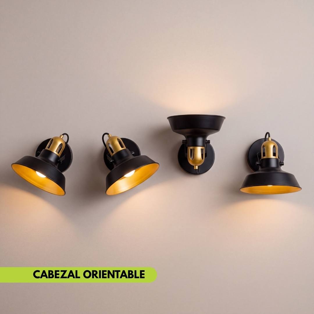 Aplique de pared orientable SOHO con la campana girada en cuatro direcciones