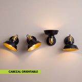 Aplique de pared orientable SOHO con la campana girada en cuatro direcciones