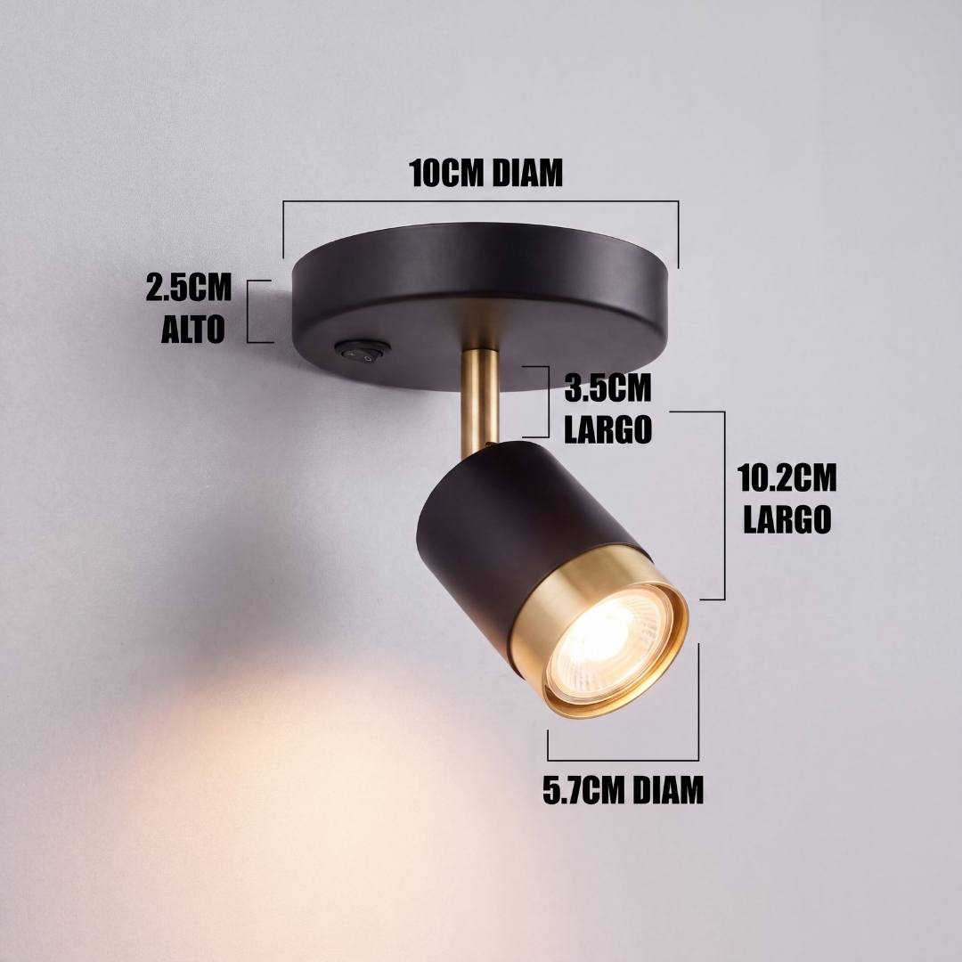 Dimensiones del aplique de pared Tessa: base de 10 cm y cabezal de 10.2 cm