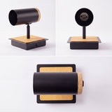 Vistas del aplique negro con madera, socket GU10, foco no incluido