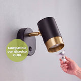 Instalación de dicroico en socket GU10 del aplique Tessa, dicroico no incluido