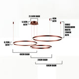 Diagrama de cotas y diámetros escalonados para la distribución de iluminación en planos arquitectónicos.