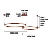 Diagrama de cotas con diámetros de 60cm y 40cm para planificación de proyectos de iluminación.