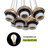 Vista inferior de soquetes E27 compatibles con focos LED