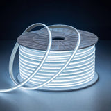 Manguera de iluminación lineal flexible sobre carrete con conector inicial para proyectos arquitectónicos.