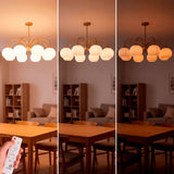 Comparativa de tres temperaturas de color (frío, neutro, cálido) en ambiente de comedor.