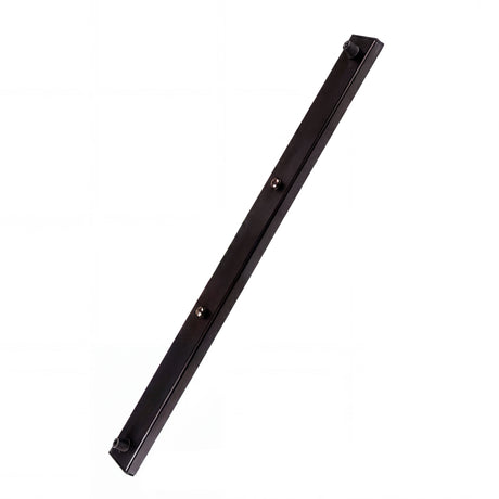 Base de techo rectangular slim en acabado negro mate para tres lámparas colgantes.