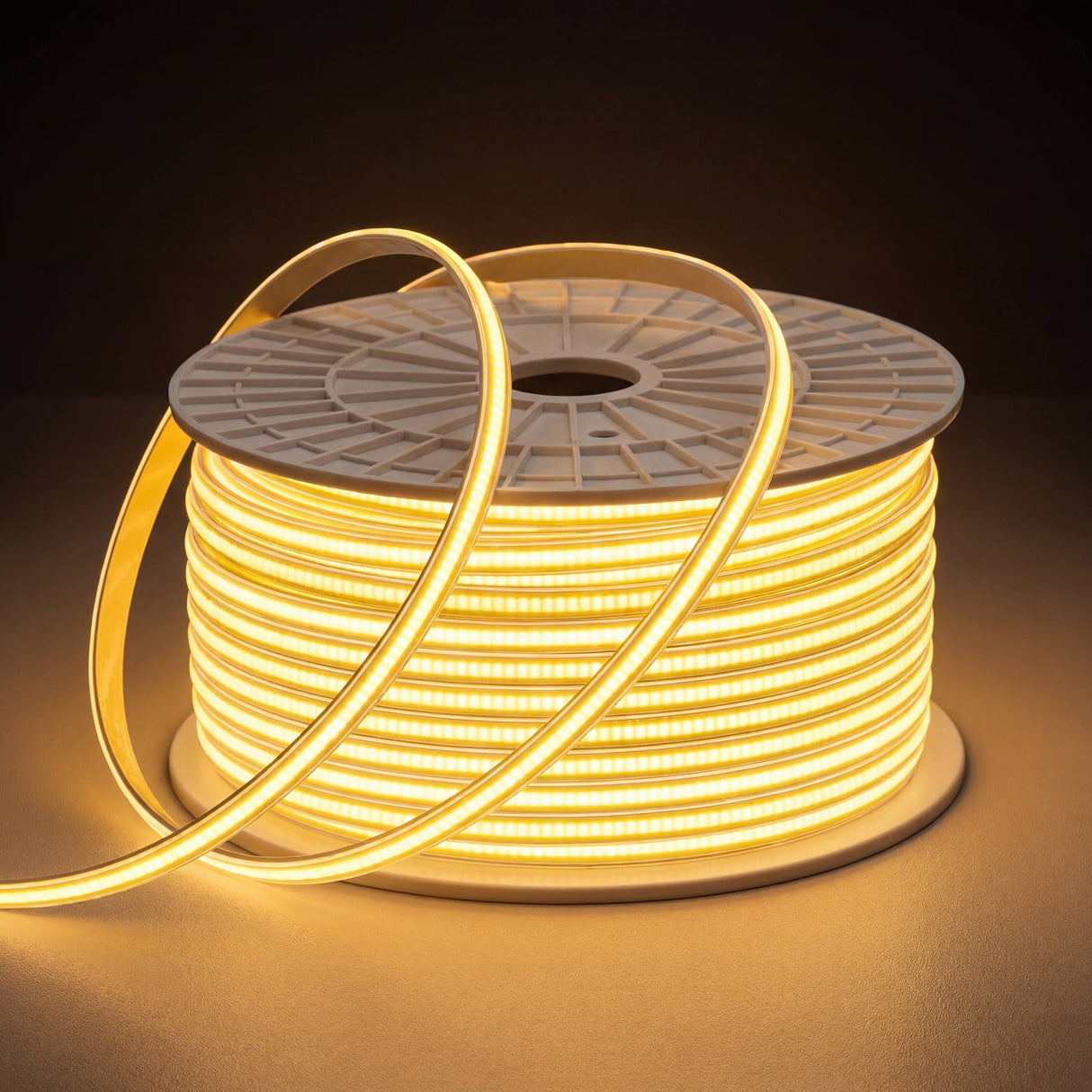 ROLLO DE CINTA COB LED 220V X 50 METROS LUZ CÁLIDA 3000K ECO IP65