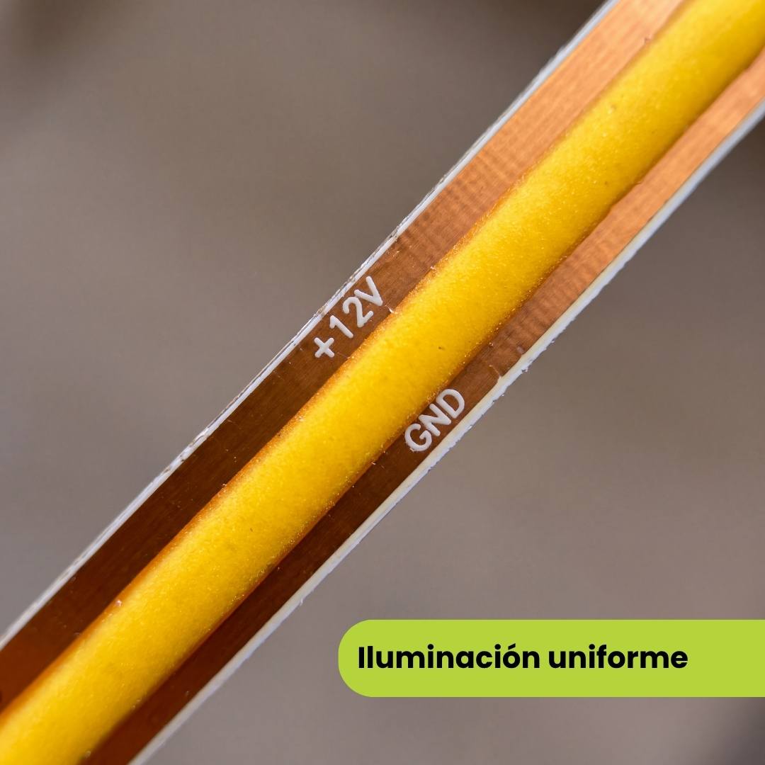 Línea de luz neutra continua de la cinta LED COB 12V, sin puntos visibles