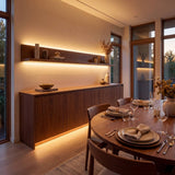 Comedor con aparador iluminado con cinta LED COB luz cálida 3000K