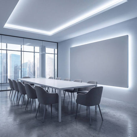 Sala de reuniones moderna iluminada con cinta LED COB de luz fría