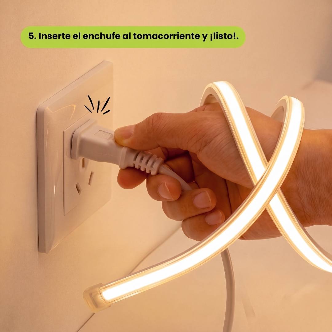 Cinta LED COB enchufada directo a 220V, sin transformador ni fuente externa