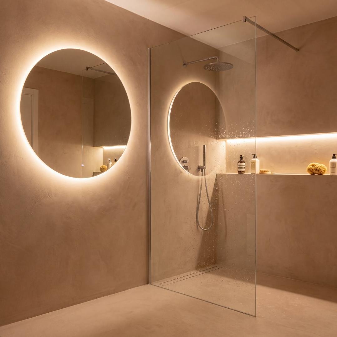Espejo de baño retroiluminado con cinta LED COB luz cálida resistente a la humedad