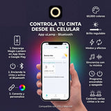 Funciones de la app Bluetooth para controlar colores, brillo y modo música de la cinta LED