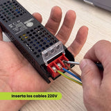 Cómo conectar los cables de 220V a la bornera de entrada del transformador 12V