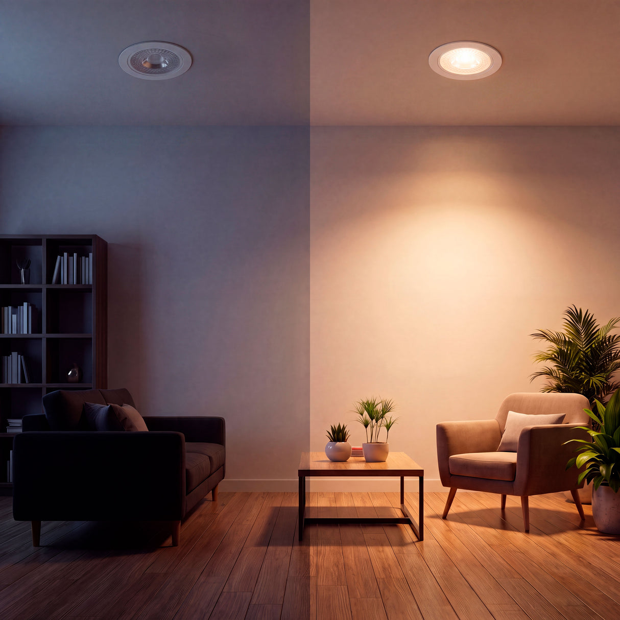 Demostración de dispersión de haz lumínico que evidencia el cambio de atmósfera en la habitación.