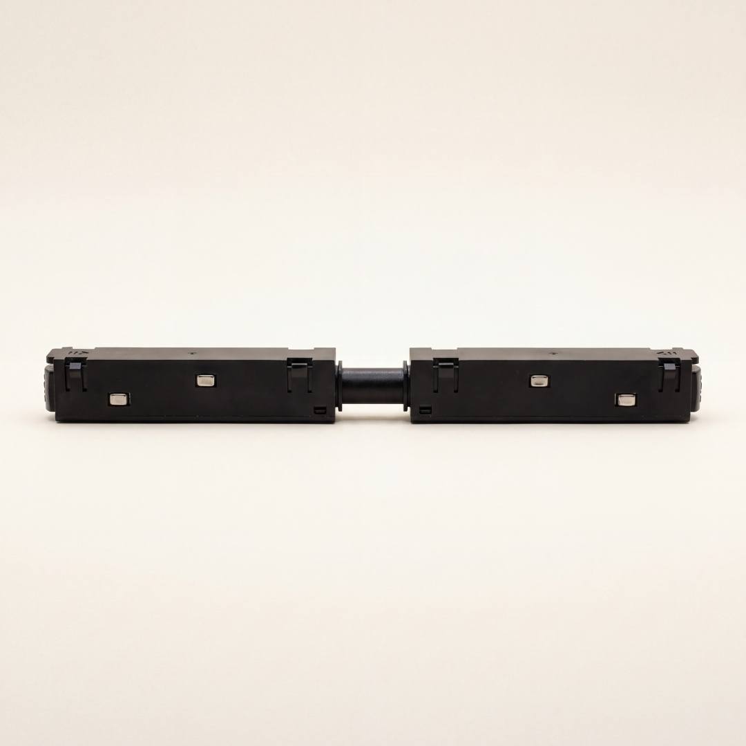 Conector magnético lineal negro mate para extender rieles magnéticos 48V en línea recta