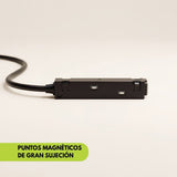 Conector magnético tipo L compatible con riel magnético 48V adosable o empotrable
