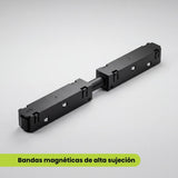 Conector magnético lineal con dos bloques de alta sujeción para riel magnético 48V