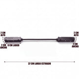 Dimensiones del conector magnético tipo L: 37 cm estirado y cabezales de 9x2x2 cm
