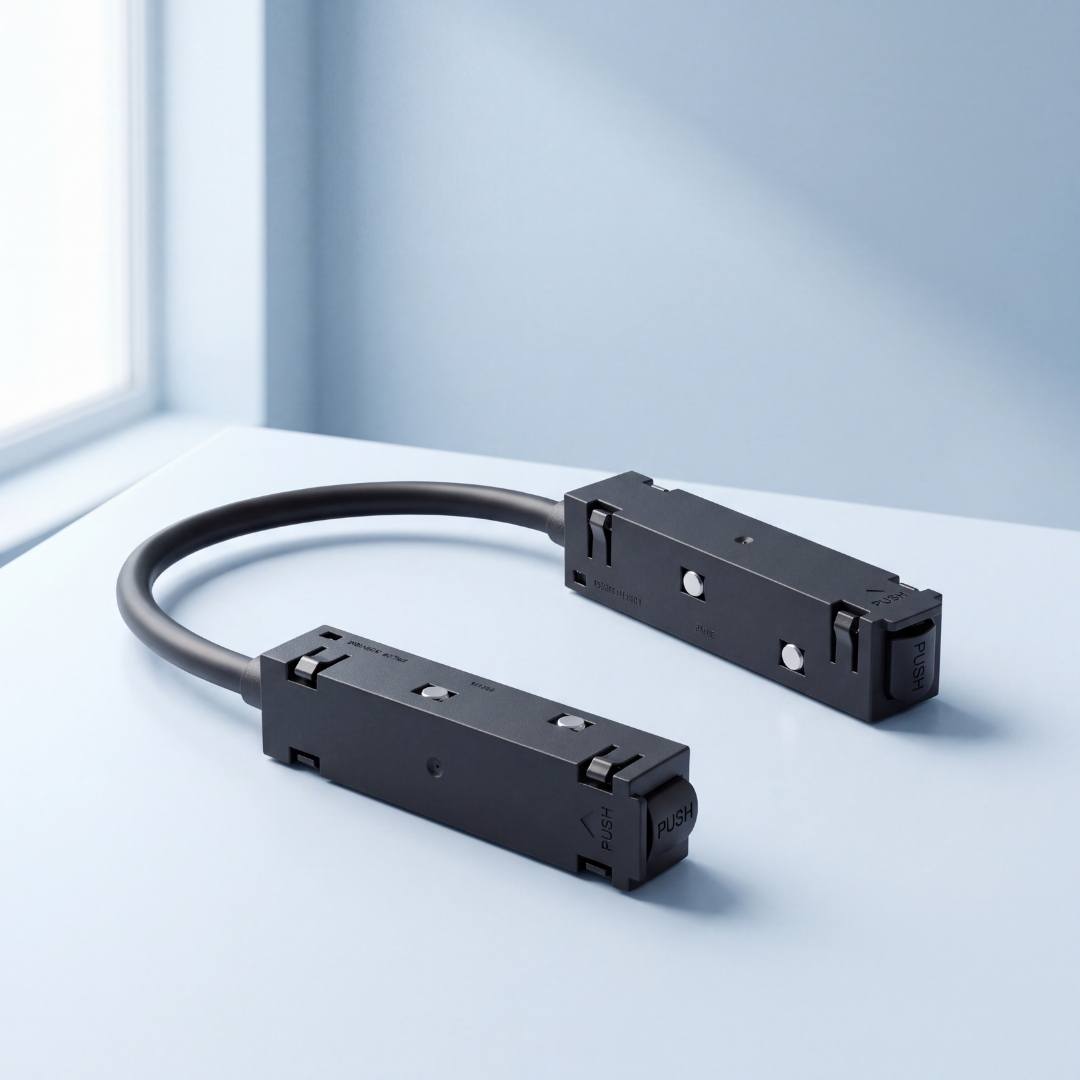 Conector magnético tipo L negro de 37 cm para riel magnético 48V