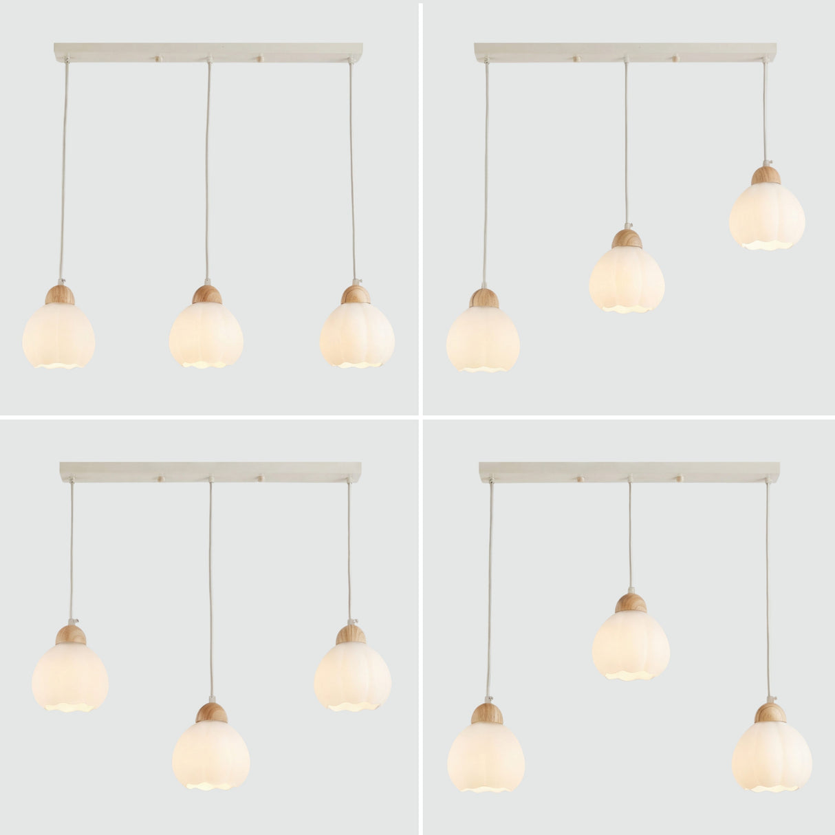 Cuatro opciones de niveles para regular las caídas de la lámpara de 3 luces.