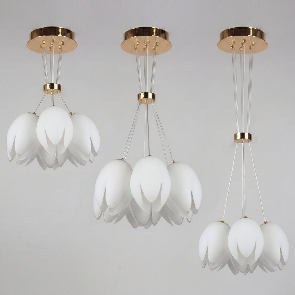 Tres opciones de configuración de altura para luminaria de 6 focos