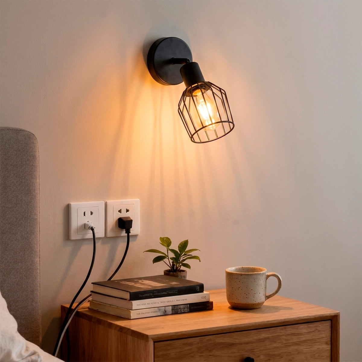 Luz de soporte en recámara para crear una atmósfera acogedora e íntima en la noche.