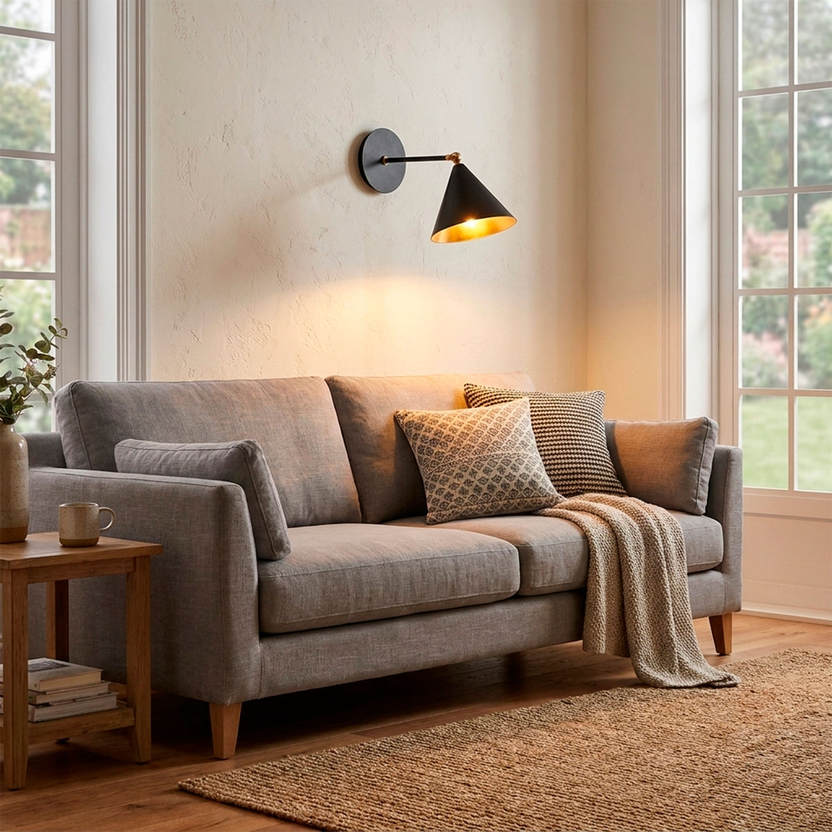 Luz de soporte orientable proyectada en estancia residencial para favorecer la relajación y el descanso.