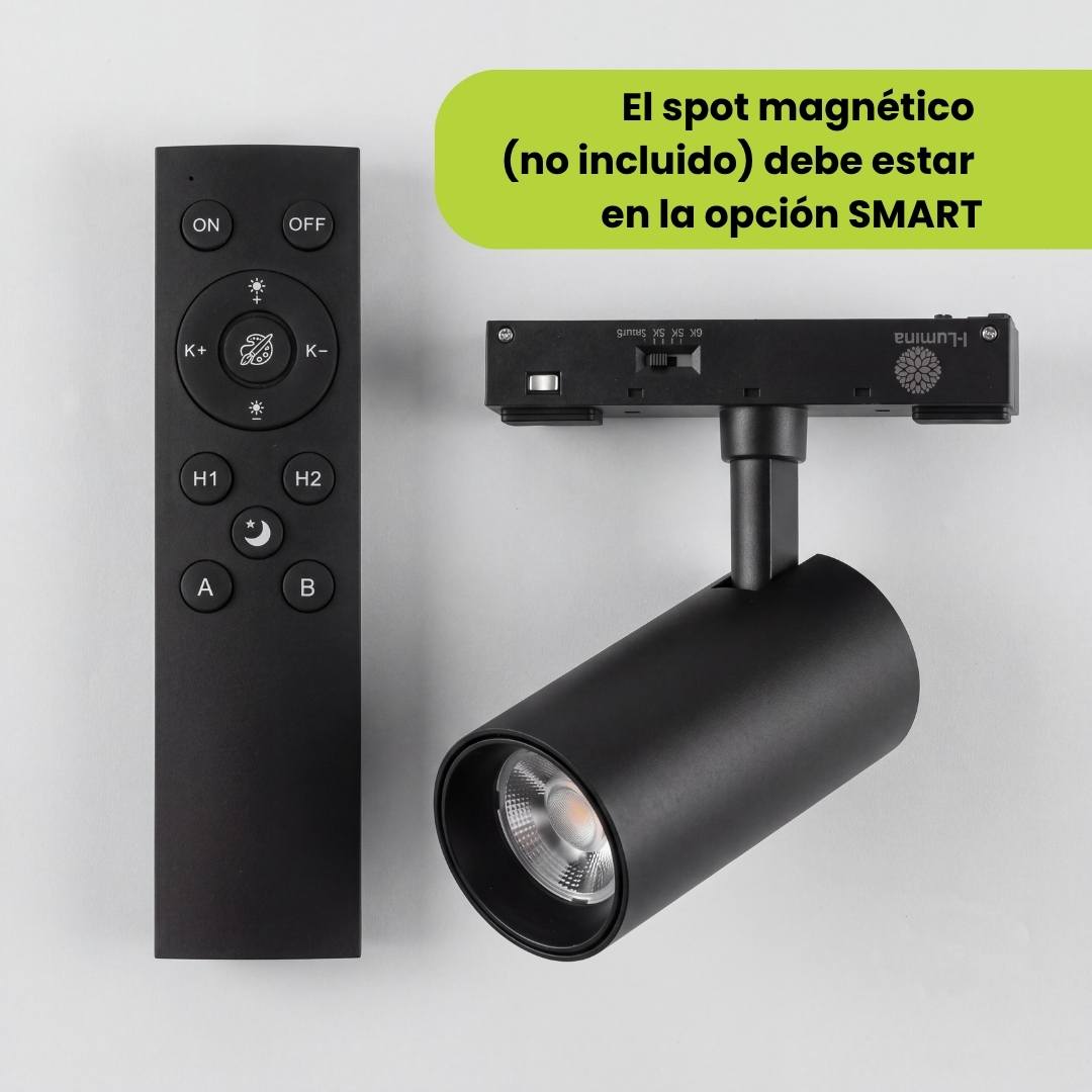 El spot magnético debe estar en opción SMART para usar el control remoto, spot no incluido