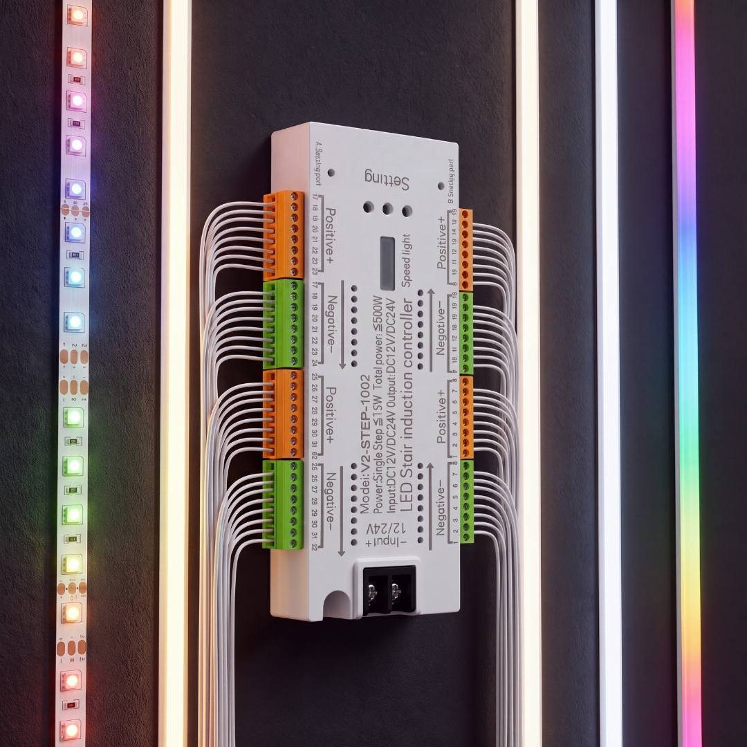Controlador inteligente de escaleras de 32 puertos para cintas LED 12V y 24V
