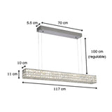 Esquema con dimensiones y altura ajustable de lámpara de techo técnica para proyectos.